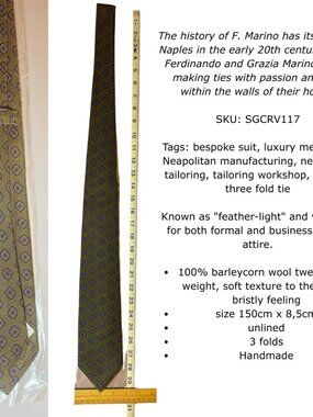 F. Marino medallion olive green tie